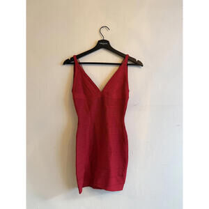 Red Sleeveless Bodycon Dress with V-Neck